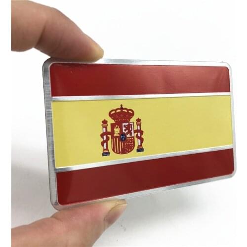 3D Aluminum Spain Flag Badge Emblem 3M Sticker Car Accessories Motorcycle Bicycle Decal for Seat Leon Ibiza Ford Citroen VW Audi