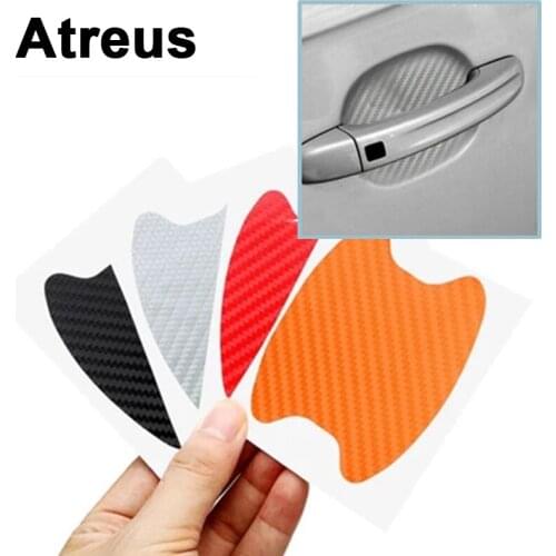 Atreus 4pcs Car Door Handle Film Carbon Fiber Stickers Decal For Mercedes benz W204 W203 W211 AMG Mini cooper Skoda octavia a5
