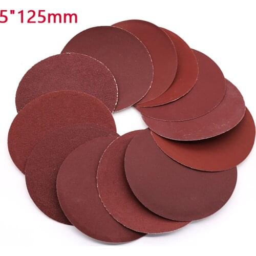 5"125mm Adhesive Disc Red Sandpaper 60 80 100 120 150 180 240 320 400 600 800 1000 1200 1500 2000 Grit For Wood Metal Polishing