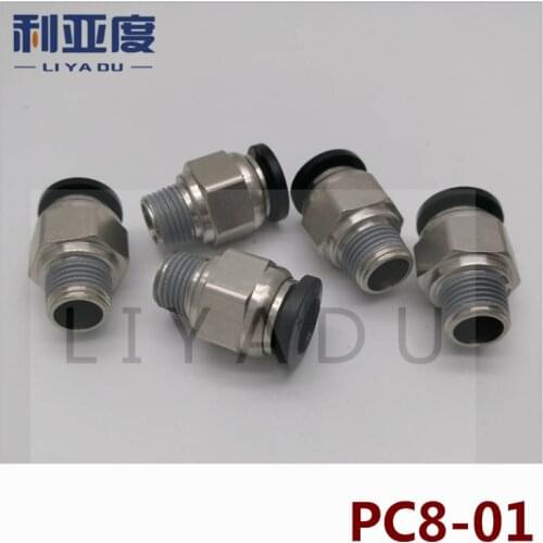5PCS / lot PC8-01 PC8-02 8mm to 1/8' Black/White/fast joint / pneumatic connector / copper connector / thread