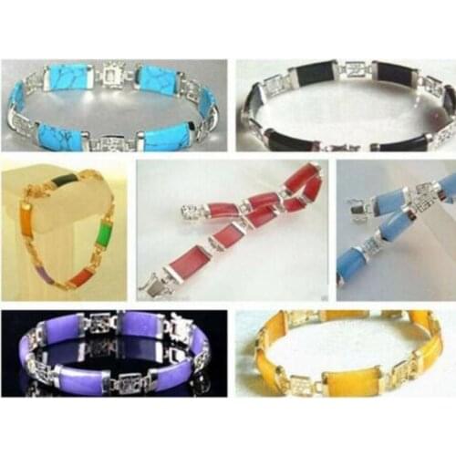 Free Shipping Fashion Jade & Agate & Turquoise Fortune Lucky Link Bracelet/Gold Plated