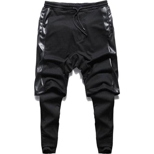 Free Shipping New Fashion Male Cotton Personality Nightclub Drop Crotch Hip Hop Trousers Men Harem Pants Black Size 27-44