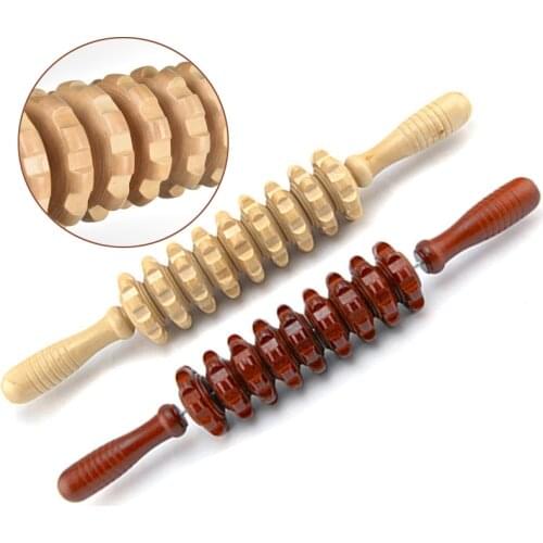 Wooden Yoga Massager Fascia Massage Roller Trigger Points Blasters Massage Reduce Soreness Stick Body Therapy Muscle Relief Tool