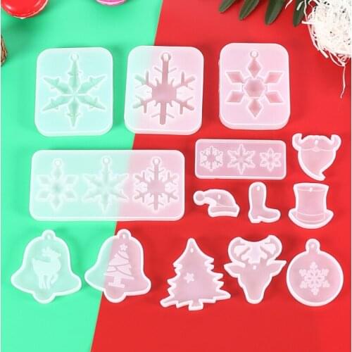 DIY Christmas Snowflake Accessories Tray Resin Mould with hole Pendant Silicone Mold Jewelry Handmade Making Crystal Epoxy Mold