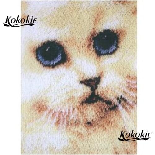 Home decor handmade carpet tapijt latch hook rug kit canvas cat face 3dprinting vloerklee foamiran for needleworksets 3d carpet