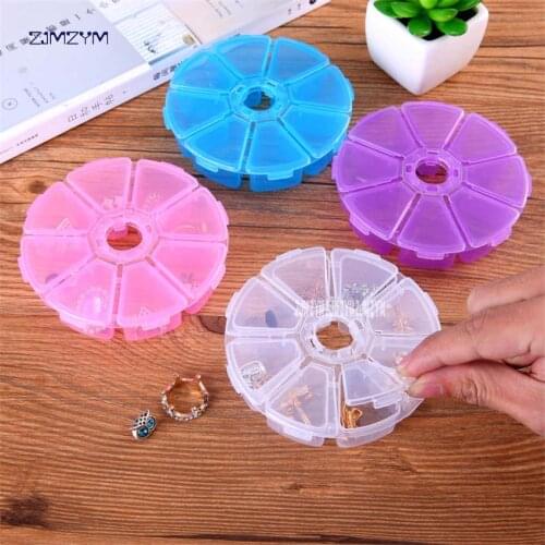 1pc 8 slots round Storage Tool Box Screws Nut Pills Drill Bits Jewelry Rhinestone Beads Nail Art Tip Spare Part Holder Craft