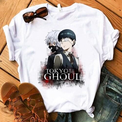 New Japanese Anime Short Sleeve Tokyo Ghoul T-Shirt Summer Women Kawaii Cartoon Kaneki Ken Tshirt Hip Hop Casual Unisex Tshirt