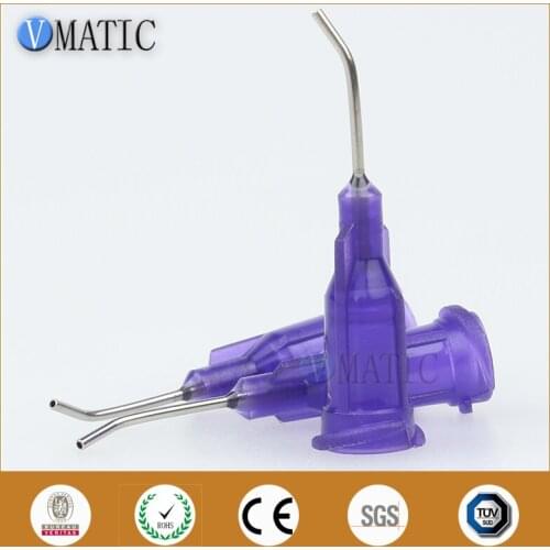 Free Shipping 21G Purple 0.5'' Tubing 45 Degree Bend Te Premier Bent Dispensing Needle Stainless Steel Dispenser Needle 1/2 Inch