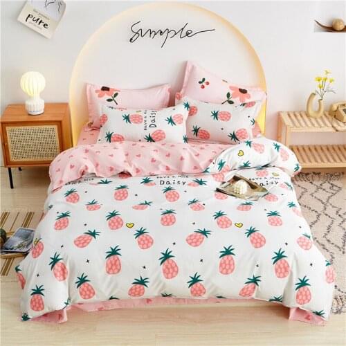 Pink Bedding Set，Duvet Cover Set 220x240 With Pillowcase ,pineapple pattern 210x210 Quilt Cover,King Size Blanket Cover，2020