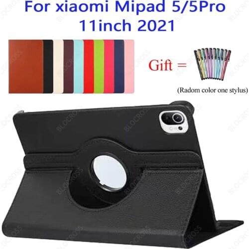 360 Degrees Rotating Stand Leather Case with Auto Sleep/Wake for Xiaomi Mipad 5pro/Mipad 5 11inch(2021)Premium PU Leather+Stylus