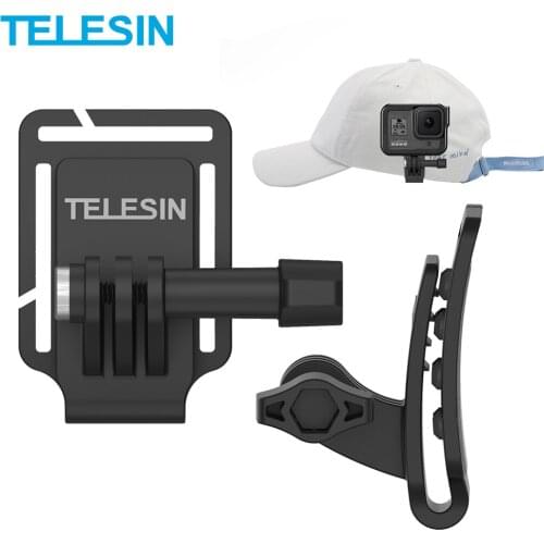 TELESIN Cap Clamp Action Camera Bracket Mount Silicone PC Quick Release For GoPro Hero 9 8 7 6 Insta360 Osmo Action XiaoYi