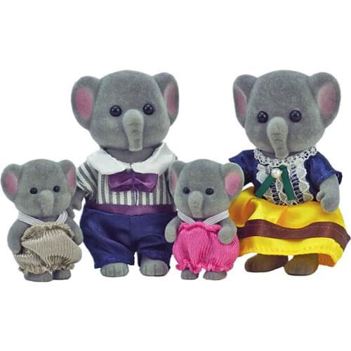 Forest Rabbit Family Elephont Doll Dollhouse Figures Furniture DIY Playset PlayHouse Girl Plush Toys Access Xmas Birthday Gifts