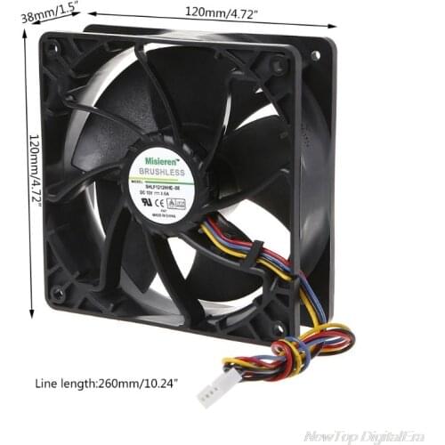 Miner Cooling Fan 12038 12V 3A Dual Ball Bearing Brushless 4-Wire PWM Temperature Control Radiator Air Cooler V12E12BS2B5-07A02