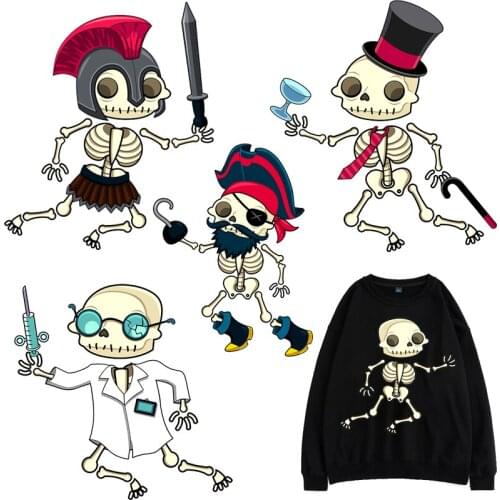 Cute Skull Vinyl Stickers Thermal Patche on Clothes Iron-on Transfers for Clothing Thermoadhesive Patch Diy Applique for Jackets