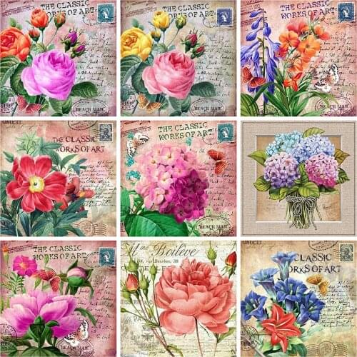 Canvas Size 5D DIY Diamond Painting Text Flower Needlework Full Square Diamond Embroidery Rose Landscape Home Decor Craft Kit