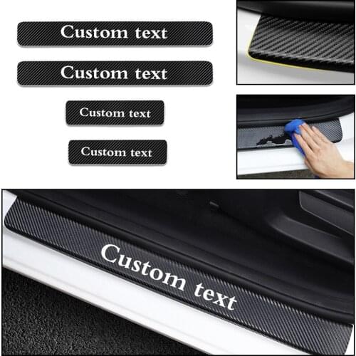 Car Door Sill Scuff Plate For Ford Fiesta Car Welcome Pedal Decoration Stickers Door Threshold Plate 4D Carbon Fiber Vinyl 4Pcs