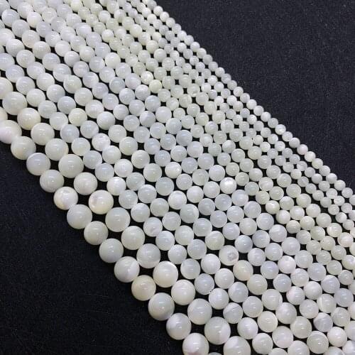 Natural Freshwater Shell Round Beads Loose Beads with Holes DIY Jewelry Making Necklace Earrings Mother-of-pearl Accessories
