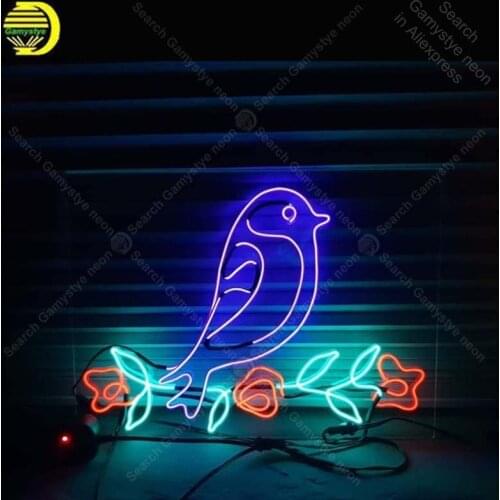 Neon Sign for Bird with Rose Neon Bulb sign handcraft restaurant home deco neon signboard wall light anuncio luminos clear board