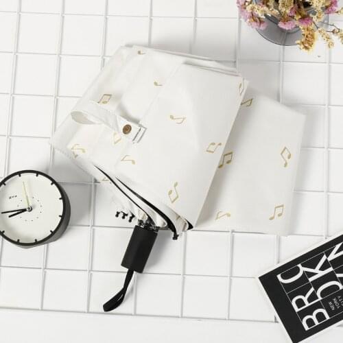 Creative Musical Note Umbrella Tri-fold Wind Resistant Manual Black Glue Sun Umbrella Anti-UV Customized Advertising Umbrella