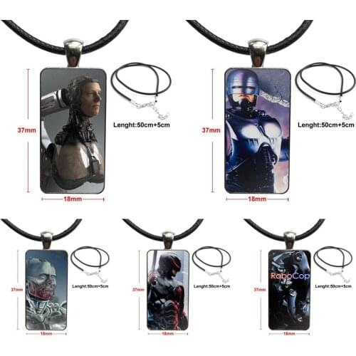 For Women Gifts Boy Glass Cabochon Pendant Necklace Rectangle Fashion Necklace Robocop