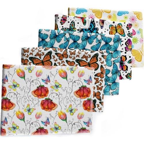 Printed Bullet Butterfly Fabric Strech Liverpool Polyester Contton for DIY Hair Bow Scarf Home Textiles Materials 50*145cm