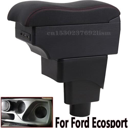 Armrest box For Ford Ecosport interior PU Leather Centre Console Storage Box cup holder ashtray car-styling accessorie 2013-2017