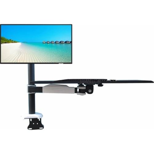 10"-27" monitor sit-stand work station wall mount with long keyboard tray plate stand monitor bracket shelf