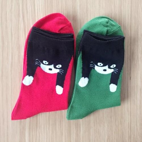 Christmas color cute cat tube ladies cotton soxs boutique simple deodorant sweat-absorbent casual socks