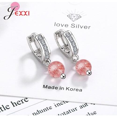 925 Sterling Silver Simple Round Cubic Zircon Charm Earrings for Women Ear Decoration Brincos Pendientes Best Gift