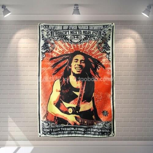 "BOB MARLEY" Jamaica Reggae Rock Band Cloth Flag Music Banners Bar Billiards Hall Studio Theme Wall Hanging Decoration