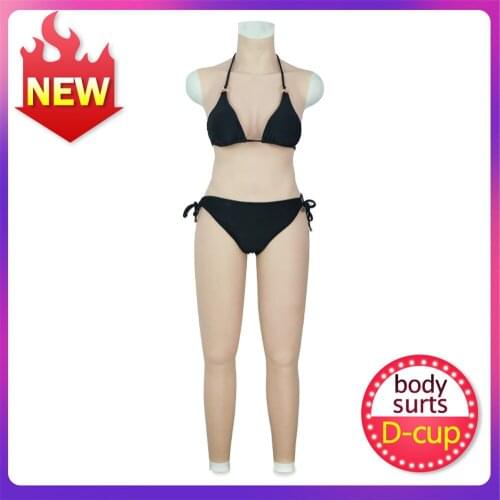 Transgender Silicone Breast Forms D Cup Boobs Large Size Whole Body Suits for Drag Queen Crossdresser Shemale Bodysuit Women