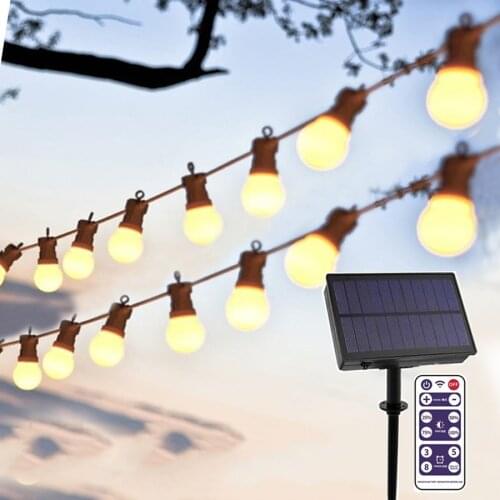 10/20 LED G50 Outdoor Solar String Light Commercial Grade Christmas Fairy Garland Light For Cafe Patio Bistro Wedding Decor