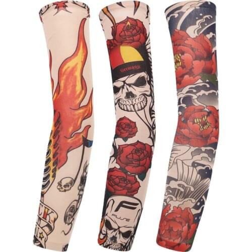 Sun Protection Fishing Arm Sleeve Black and White Floral Letters Realistic Tattoo Sleeves Outdoor Sports Hiking Oversleeve