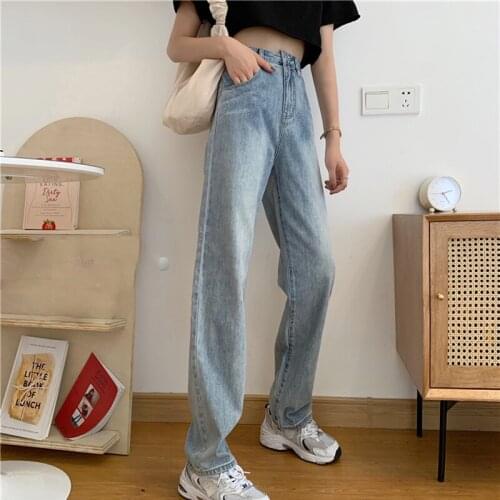 New 2020 Korean High Waist Jeans Women Wide Leg Pants Boyfriend Casual Streetwear Denim Trousers Pantalon Femme Vintage