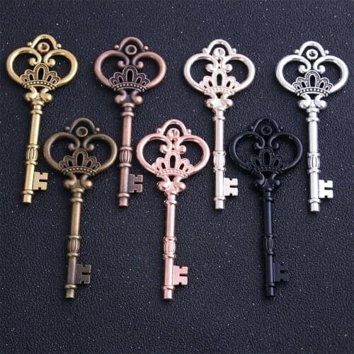 1pcs 32*84mm Hot Sale Free Shopping Seven Color Large Crown Key Charms Vintage Zinc Alloy Jewelry llaves Charms
