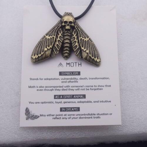 1pcs bronze color dead head skull moth necklace