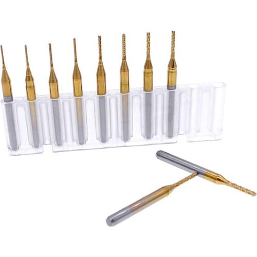 10 pieces 0.6-1.5mm Carbide PCB Corn Milling Cutter Set Shank Machine Engraving Bit End Mill Milling Cutter For Metal 3.175