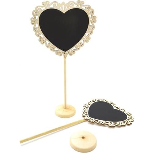 10pcs Carved Frame Heart Blackboard Wood Chalkboard Message Notice Board Wedding Table Bar Garden Decor Short Notice Writing