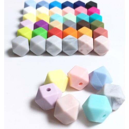 11mm Silicone Hexagon Beads BPA Free 100% Food Grade Silicone Loose Bead Non-toxic Baby Teeth Chewable Teething Beads 100pcs/lot