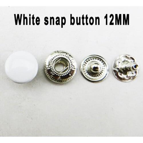 30PCS 12MM Metal White Snap Buttons Sewing Decorative Garment Clothes Accessory Round Snaps Button SMB-white