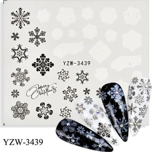 ZKO 4PCS/Lot New Water Nail Stickers Snowflake Nail Art Water Transfer Stickers Decals Watermark Tattoo Manicure Decorations