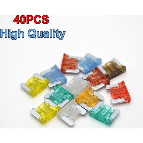 40PCS/Lot Assorted Mini Size Type Auto Car Boats Trucks Blade Fuses 5 7.5 10 15 20 25 30 40 AMP