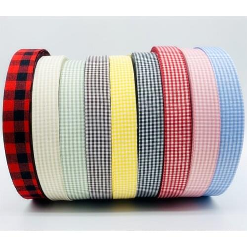 5yards/Lot 25mm Cotton Plaid Ribbon Grid Printed Ribbon For Home Wedding Christmas Decoration DIY Gift Wrapping
