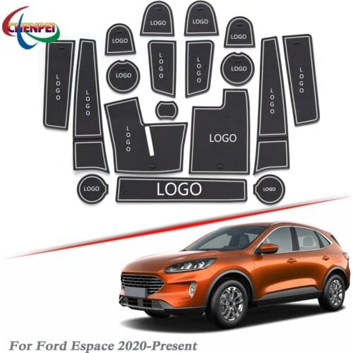 Brand LOGO Car Styling For Ford Escape 2020-Present Latex Gate slot pad Interior Door Groove Mat Non-slip dust Mat Accessory
