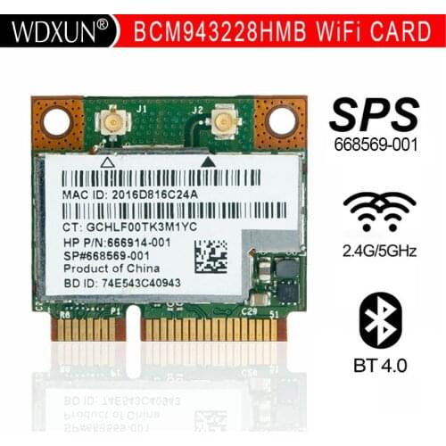 BCM943228HMB BCM43228 Half Mini PCIe Wireless WIFI WLAN Bluetooth Card SPS 718451-001