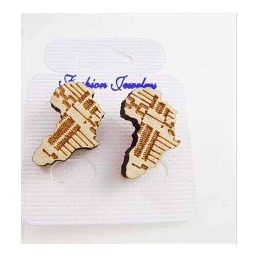 10pairs/lot Free Shipping!! 1.9*2.5cm Engraving Africa Map Wood Studs