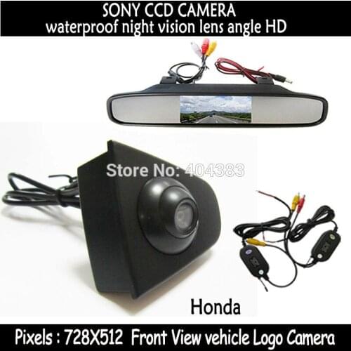 Wireless sony CCD Vehicle logo Front view cameral 4.3 Inch LCD Monitor for Honda Odyssey New accord Civic CRV Spirior Crosstour