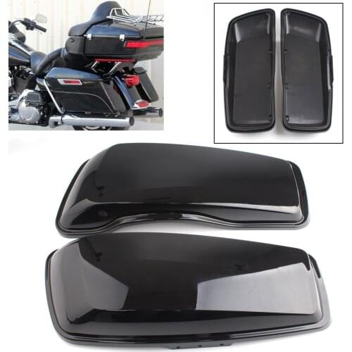 Gloss Black Motorcycle Saddlebag Lids Speaker Upper Cover For Harley Touring Road King Electra Street Glide 2014-2020