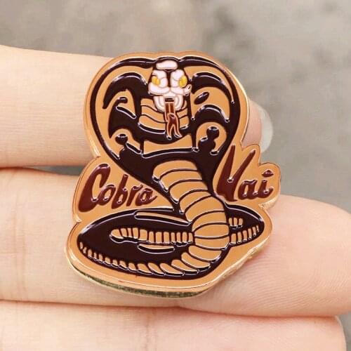 The Karate Cobra Kai Snake Brooch Pins Enamel Metal Badges Lapel Pin Brooches Jackets Jeans Fashion Jewelry Accessories