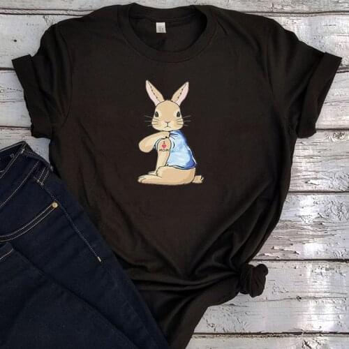 Bunny Tattoo I Love Mom Tees Women Cartoon Short Women Tshirt Aesthetic 90s Easter 2021 New Graphic Plus Size Tee